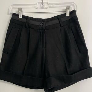 Black wool shorts